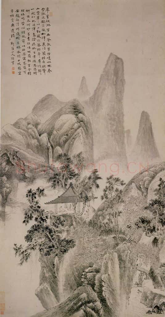 清 华喦《空亭悟赏图》书画作品