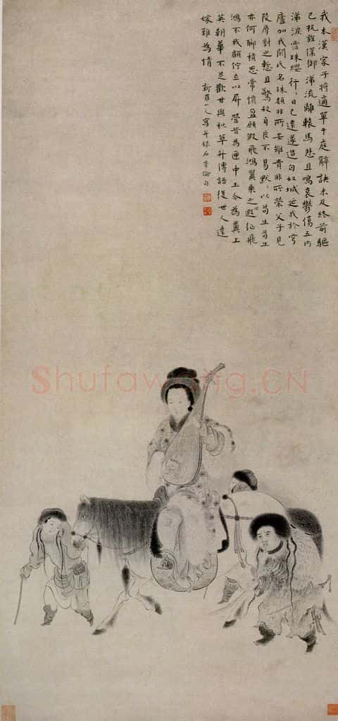 清 华喦《昭君出塞图》书画作品