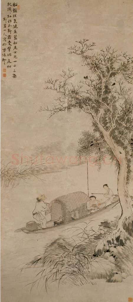 清 华喦《渔家乐图》书画作品