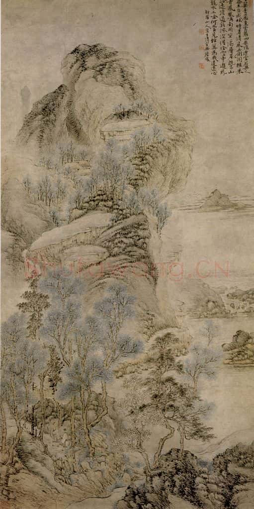 清 华喦《高山乔木图》书画作品