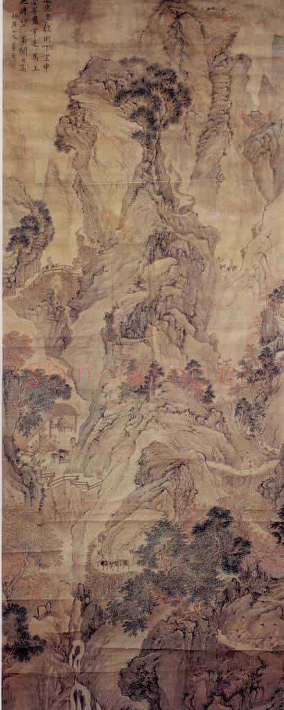 清 华喦《秋山行旅图》书画作品