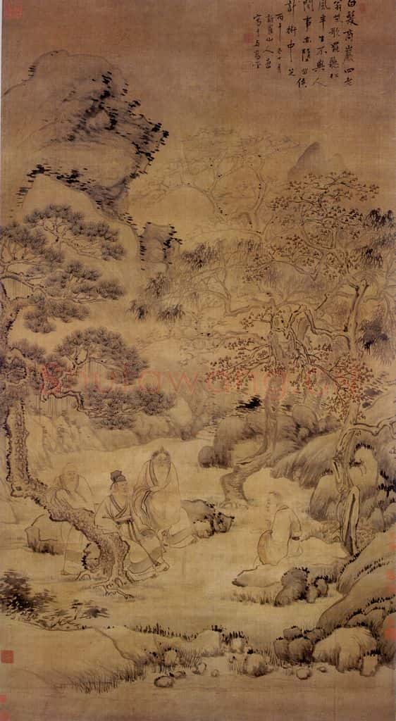 清 华喦《商山四皓图》书画作品