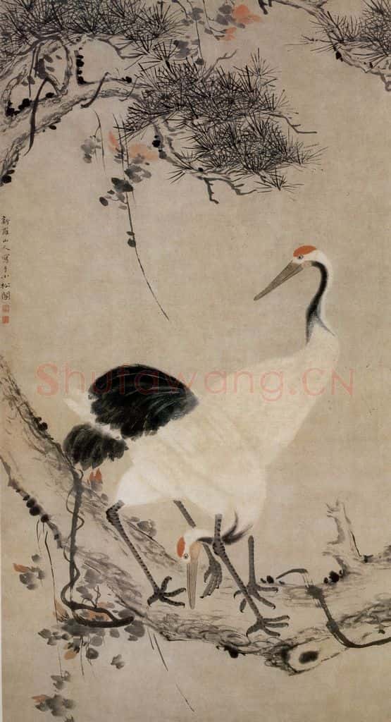 清 华喦《双鹤图》书画作品