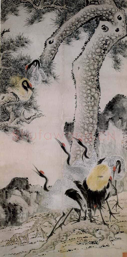 清 华喦《松鹤图》书画作品