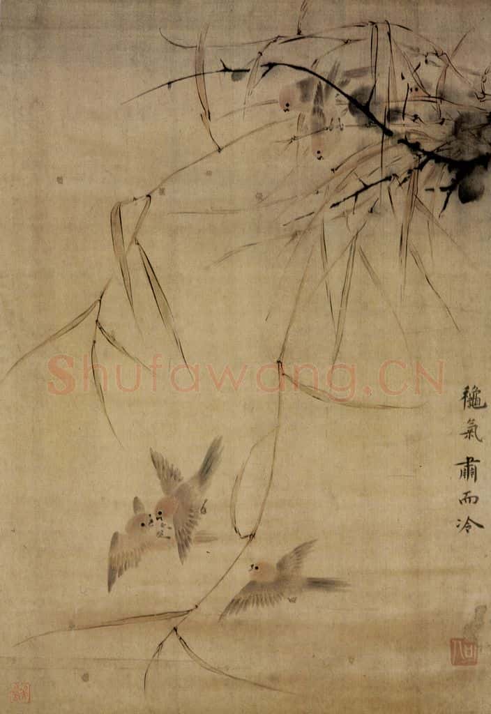 清 华喦《花鸟四条》书画作品