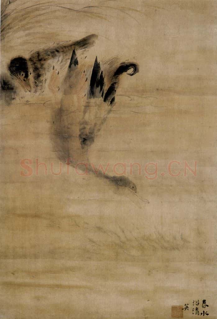 清 华喦《花鸟三条》书画作品