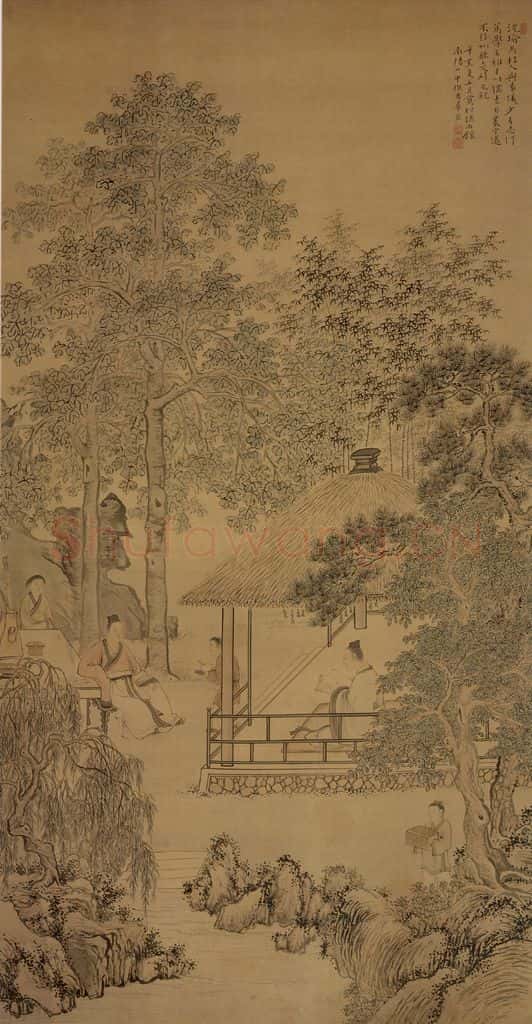 清 华喦《沈瑜笃学图》书画作品