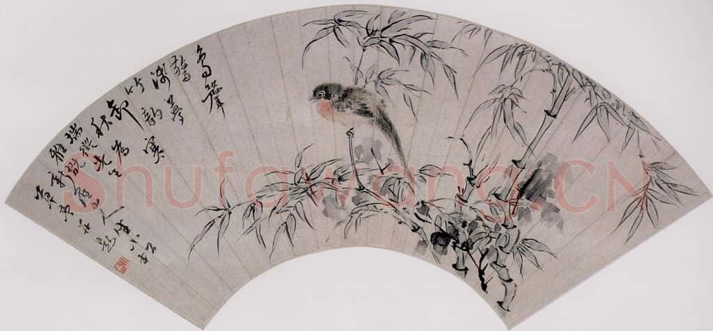 清 华喦《竹禽图》书画作品