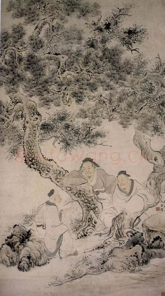 清 华喦《颂荫三老图》书画作品