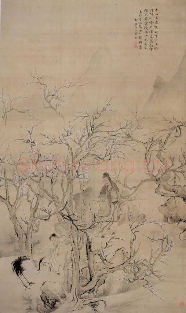 清 华喦《梅鹤图》书画作品