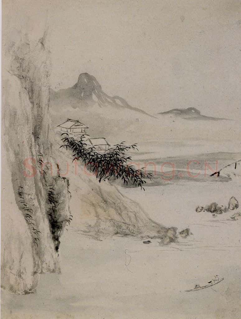 清 华喦《山水诗斗方》书画作品