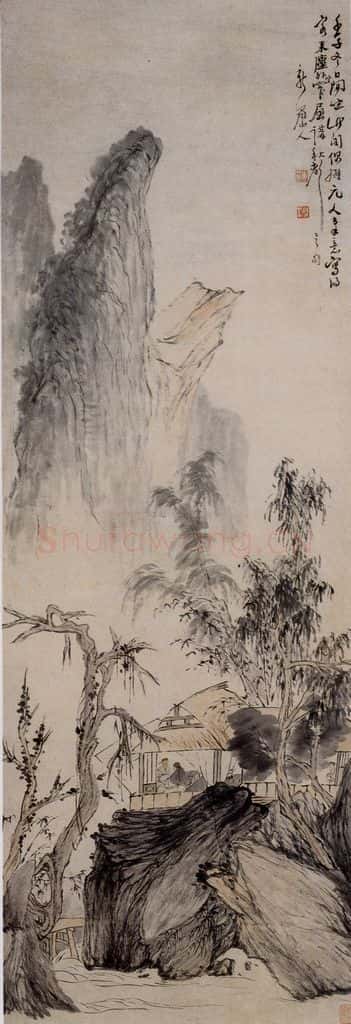 清 华喦《窄屋秋声图》书画作品