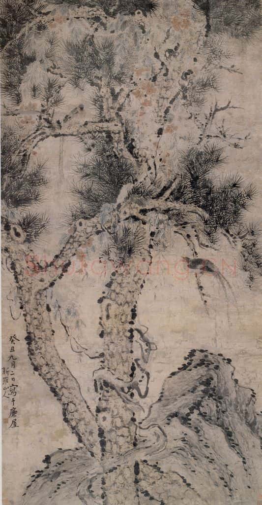 清 华喦《双松图》书画作品