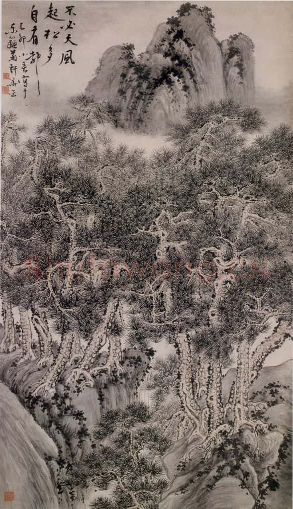 清 华喦《万壑松风图 书画作品