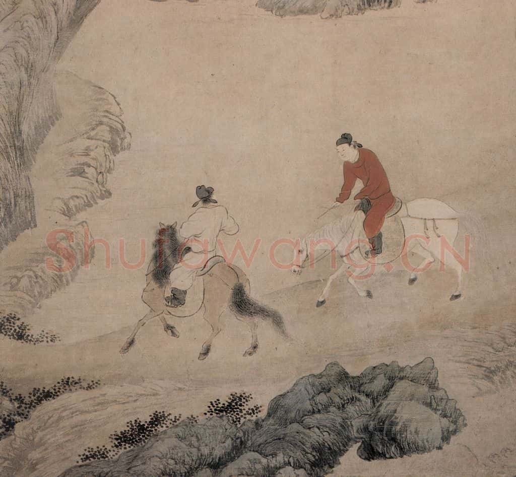 清 华喦《秋浦并辔图》书画作品