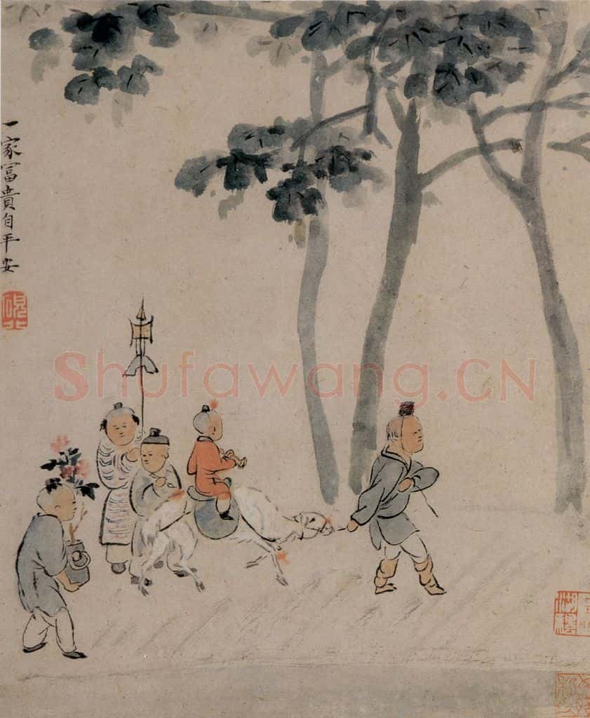 清 华喦《童戏图》书画作品