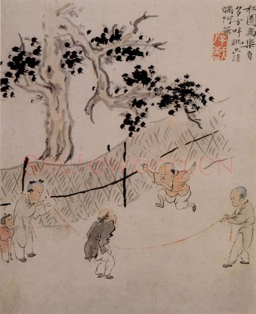 清 华喦《童戏图》书画作品