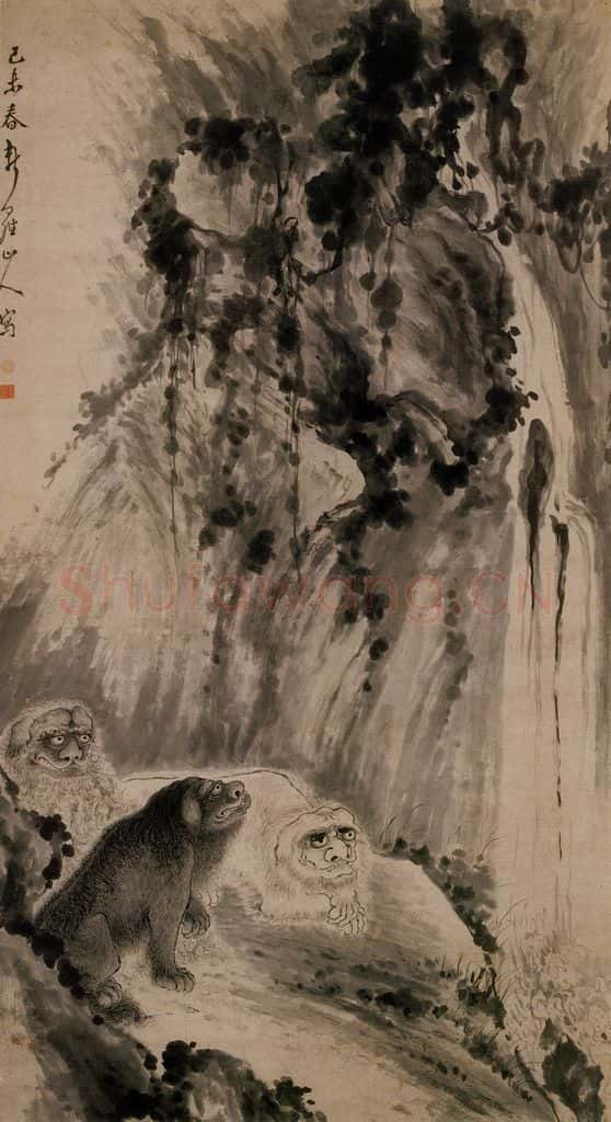 清 华喦《三狮图》书画作品
