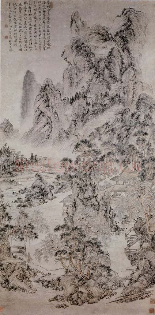 清 华喦《水西山宅图》书画作品