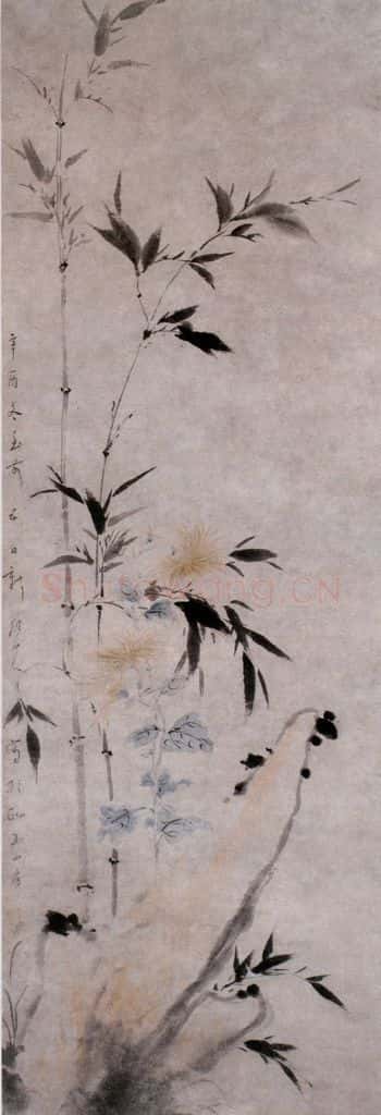 清 华喦《竹菊图》书画作品