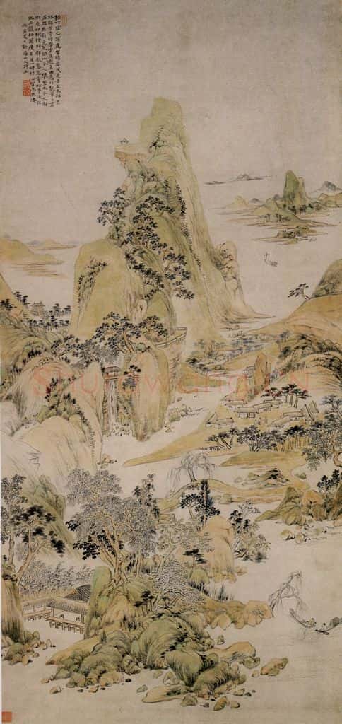 清 华喦《柳岸松风图》书画作品