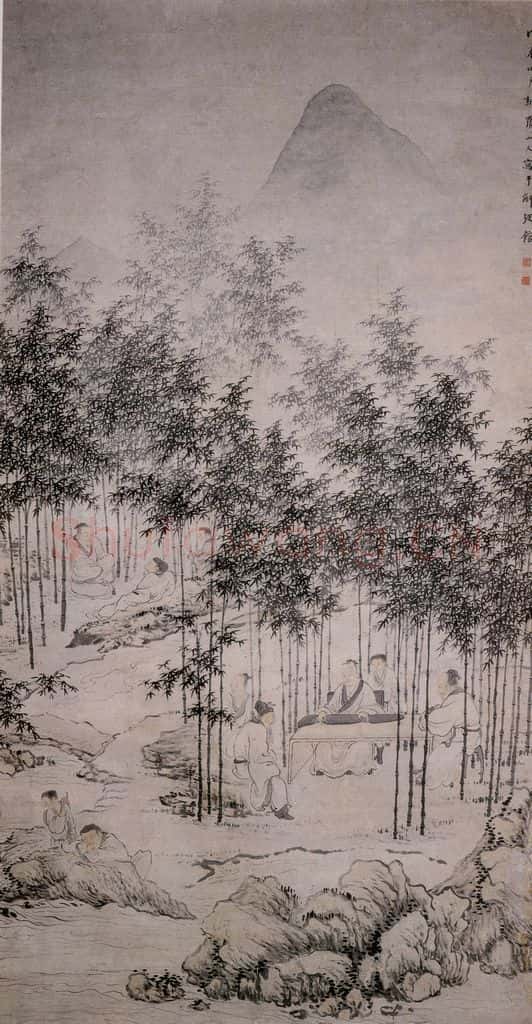清 华喦《竹林七贤图》书画作品