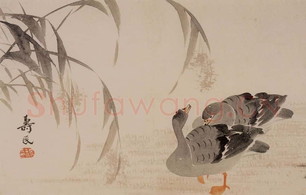 1751年 边寿民《花卉芦雁册》书画作品