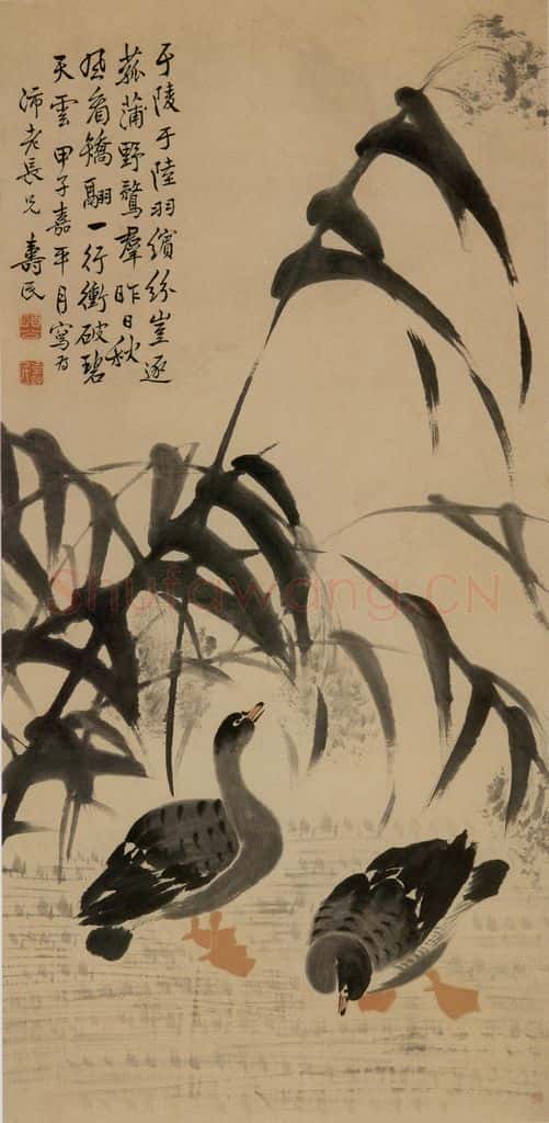 1744年 边寿民《芦雁图》书画作品
