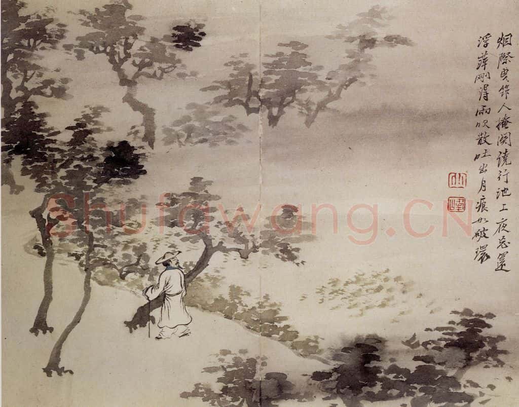 清 罗聘《人物山水册》书画作品