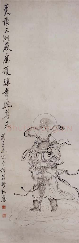 清 罗聘《韦驮尊天像》书画作品