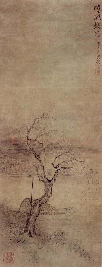 清 罗聘《晓风残月》书画作品