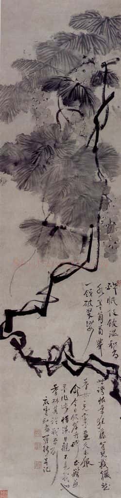 清 罗聘《墨葡萄》书画作品