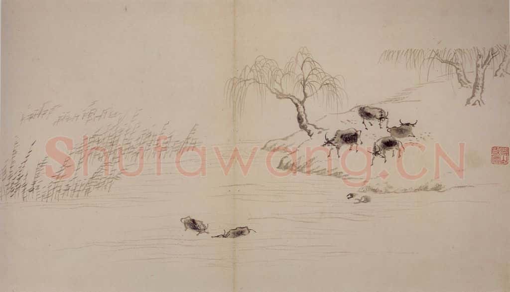 清 罗聘《山水花卉册》书画作品