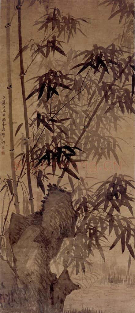 清 罗聘《竹石图》书画作品