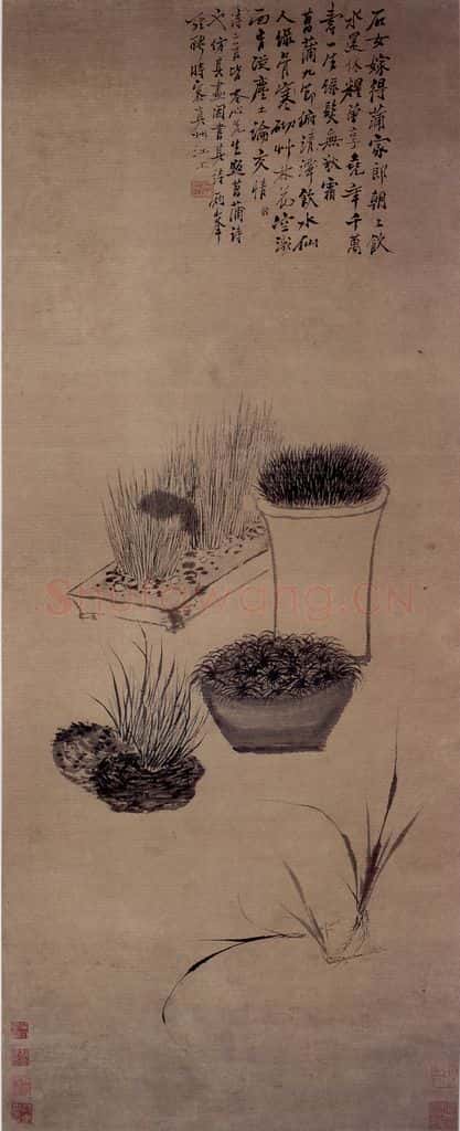 清 罗聘《蒲草图》书画作品