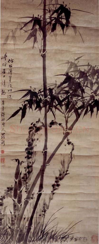 清 罗聘《仿石涛竹石图》书画作品