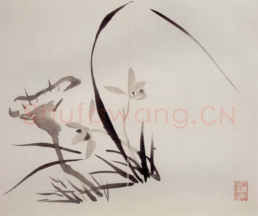 清 罗聘《兰竹石图册》书画作品