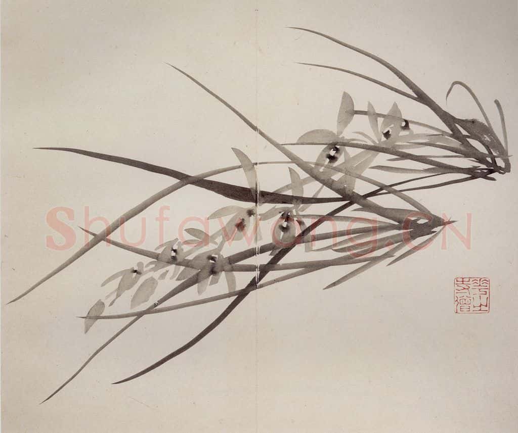清 罗聘《兰竹石图册》书画作品