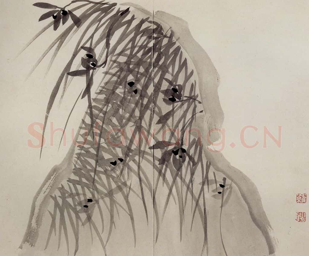 清 罗聘《兰竹石图册》书画作品