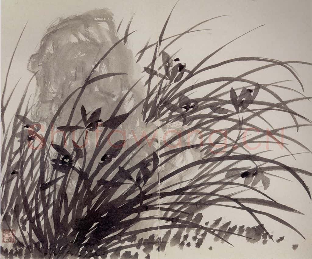 清 罗聘《兰竹石图册》书画作品