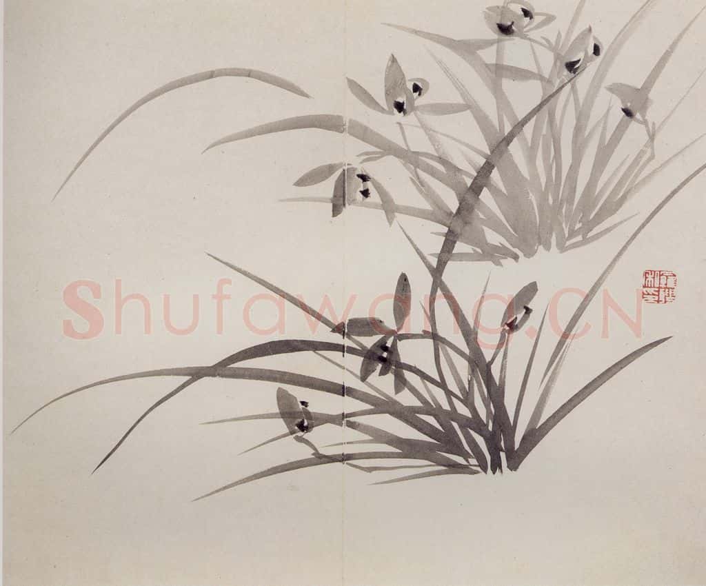 清 罗聘《兰竹石图册》书画作品