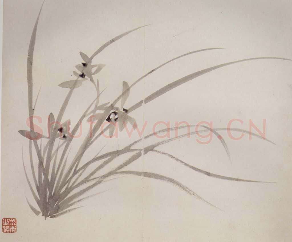 清 罗聘《兰竹石图册》书画作品