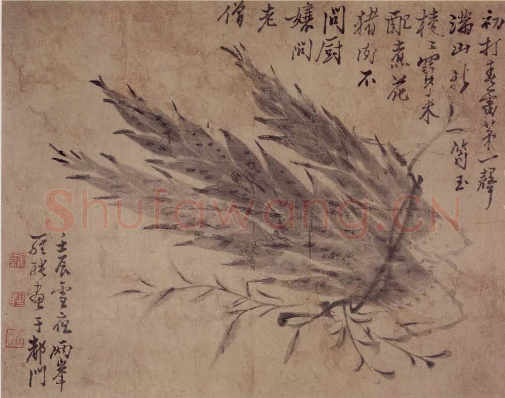 清 罗聘《竹笋图》书画作品