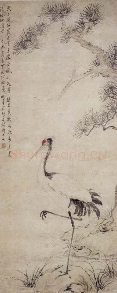 清 罗聘《松鹤图》书画作品