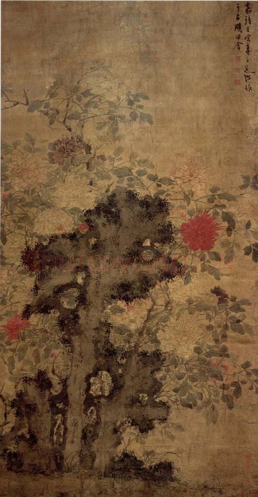 陈淳《牡丹湖石图》书画作品