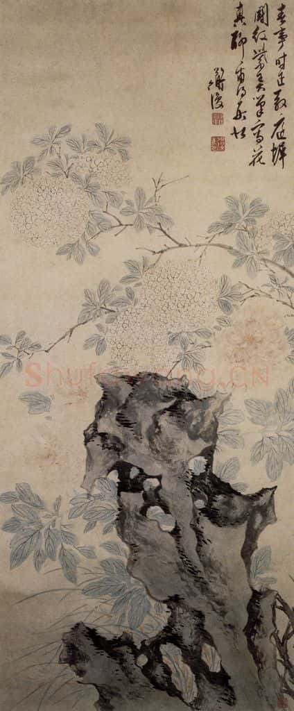 陈淳《湖石牡丹图》书画作品