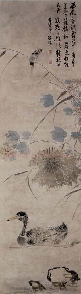  陈淳《秋江清兴图》书画作品