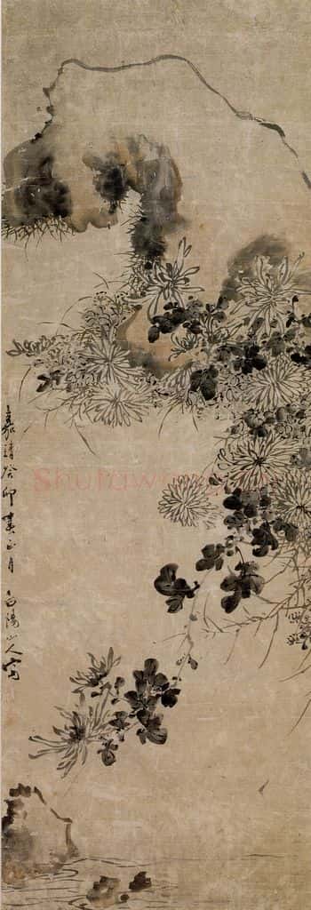  陈淳《墨菊图》书画作品