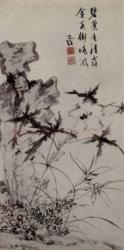 陈淳《葵石图》书画作品