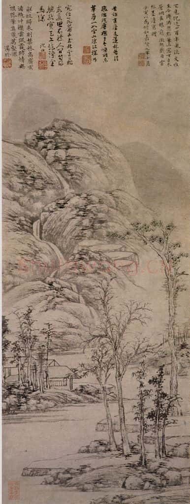1530年 文征明《古木苍烟图》书画作品